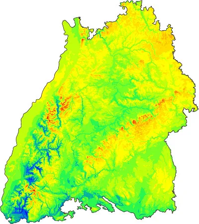 Sample map wind potential for Baden-Württemberg