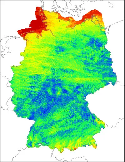Sample map 50 years' extreme wind speed